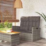 vidaXL Banc de jardin inclinable et coussins gris 118cm résine tressée
