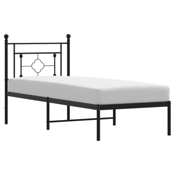 vidaXL Cadre de lit métal sans matelas avec tête de lit noir 75x190 cm
