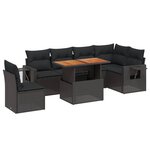 vidaXL Salon de jardin 7 Pièces avec coussins noir résine tressée