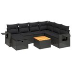vidaXL Salon de jardin 8 Pièces avec coussins noir résine tressée