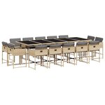 vidaXL Ensemble à manger de jardin et coussins 15 Pièces mélange beige