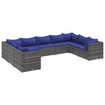vidaXL Salon de jardin 9 Pièces avec coussins Gris Résine tressée