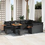 vidaXL Ensemble de canapé de jardin 12 Pièces Noir polyrotin