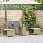 vidaXL Salon de jardin 5 Pièces avec coussins empilable beige polyrotin