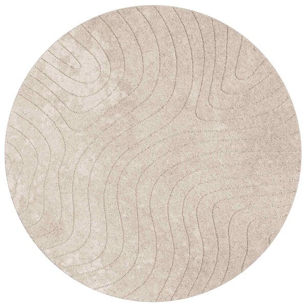 vidaXL Tapis de surface Rond PALMERAS Beige Ø 160 CM Polyester