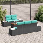 vidaXL Ensemble de canapé de jardin avec coussin 6 Pièces Noir polyrotin