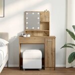 vidaXL Coiffeuse avec LED chêne artisanal 86 5x35x136 cm
