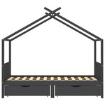 vidaXL Cadre de lit d'enfant avec tiroirs Gris foncé Pin 90x200 cm