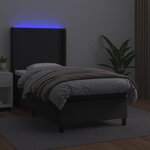 vidaXL Sommier à lattes de lit matelas LED Noir 90x200 cm Similicuir