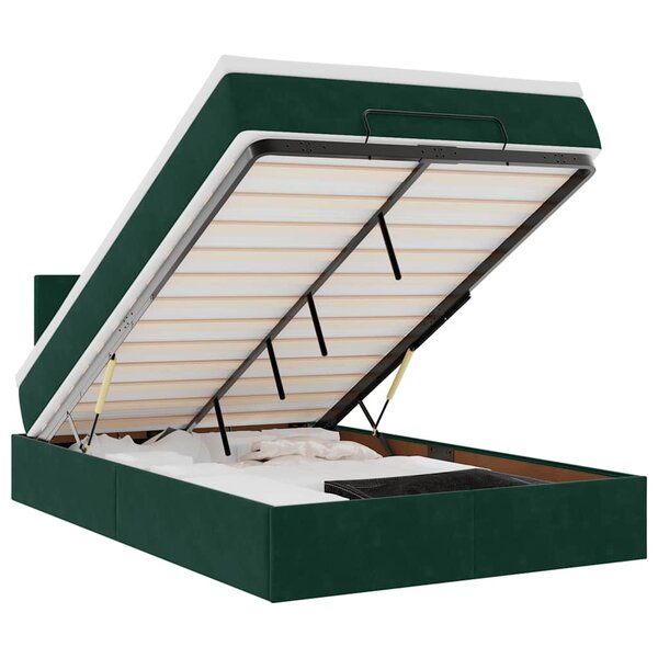 vidaXL Cadre de lit ottoman avec matelas vert foncé 120x200 cm velours