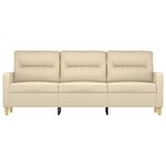 vidaXL Canapé à 3 places Crème 180 cm Tissu