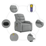 vidaXL Fauteuil de massage inclinable électrique gris clair tissu