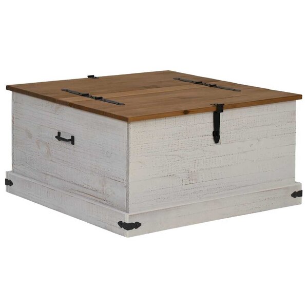 vidaXL Coffre de rangement HALDEN blanc 91x91x47 cm bois massif pin