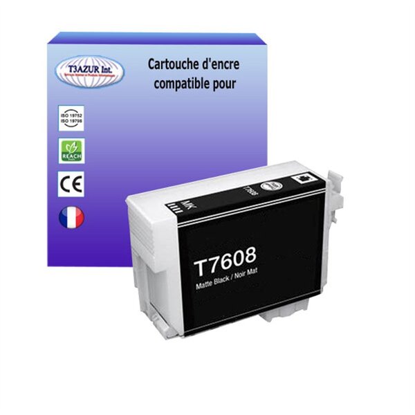 Cartouche Compatible pour Epson T7608 (C13T76084010) Noire Matt - T3AZUR