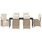 vidaXL Set de 7 pièces de salle à manger de jardin beige poly rattan