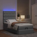 vidaXL Lit ottoman avec matelas et LED Gris clair 80x200cm tissu