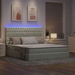 vidaXL Lit de rangement LED avec matelas Gris clair 160 x 200 cm