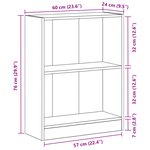 Bibliothèque vidaXL Noire 60x24x76 cm en bois d'ingénierie