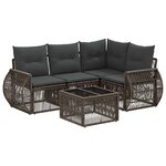 vidaXL Ensemble de canapé de jardin 5 Pièces Gris et Gris foncé polyrotin