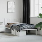 vidaXL Cadre de lit métal avec tête de lit blanc 75x190 cm