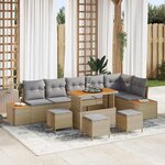 vidaXL Ensemble de canapé de jardin 10 Pièces Beige Poly rotin