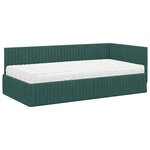 vidaXL Cadre de lit d'angle avec matelas 2 Pièces Vert Velours