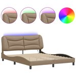 vidaXL Cadre de lit avec LED sans matelas cappuccino 160x200 cm