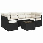 vidaXL Ensemble de canapé de jardin avec coussin 7 Pièces Noir et Crème