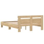 vidaXL Cadre de lit avec tête de lit et LED chêne sonoma 135x190 cm