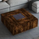 vidaXL Table basse avec LED infini chêne fumé 100x100x40 cm