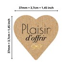 500 Etiquettes Plaisir dOffir Cœur Kraft Autocollantes en rouleau - 37 x 37 mm - Plaisir dOffrir - 1 rouleau de 500 Stickers pour fleuriste  entrepreneurs  smallbusiness.
