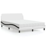 vidaXL Lit avec matelas blanc et noir 140x190 cm similicuir