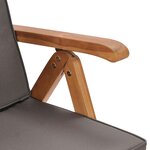 vidaXL Chaises inclinables lot de 2 avec coussins Teck solide Gris