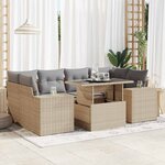 vidaXL Salon de jardin avec coussins 7 Pièces beige résine tressée