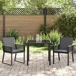 vidaXL Ensemble de salle à manger pour jardin 3 Pièces Noir