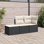 vidaXL Salon de jardin 3 Pièces avec coussins noir résine tressée