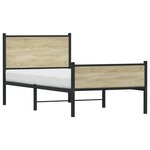 vidaXL Cadre de lit en métal sans matelas chêne sonoma 90x200 cm