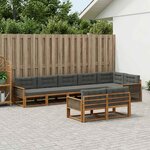 vidaXL Ensemble de canapés d'extérieur 8 pc Naturel et Anthracite