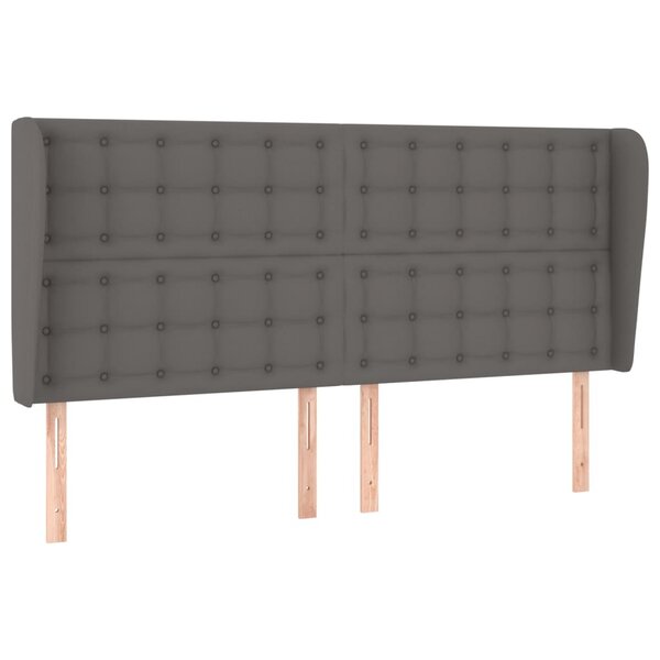 vidaXL Tête de lit avec oreilles Gris 203x23x118/128 cm Similicuir