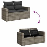 vidaXL Salon de jardin 5 Pièces avec coussins gris résine tressée