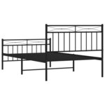 vidaXL Cadre de lit métal avec tête de lit/pied de lit noir 107x203 cm