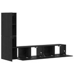 vidaXL Meuble TV mural 4 Pièces Chêne noir Bois d'ingénierie