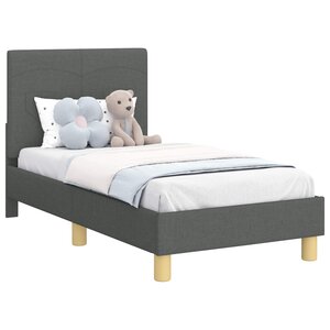 vidaXL Cadre de lit pour tout-petit avec tête de lit Gris foncé tissu