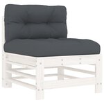 vidaXL Salon de jardin 5 Pièces avec coussins blanc bois massif