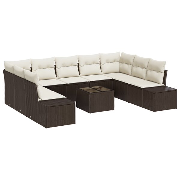 vidaXL Ensemble de canapé de jardin de 9 pièces avec coussins - Rattan poly gris