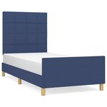 vidaXL Cadre de lit avec tête de lit Bleu 100 x 200 cm Tissu