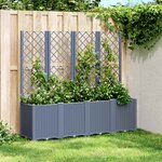 vidaXL Jardinière avec treillis bleu gris 160x40x140 cm PP