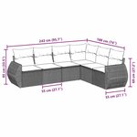 vidaXL Salon de jardin 6 Pièces avec coussins noir résine tressée