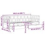 vidaXL Lit de jour et tiroirs sans matelas blanc 80x200 cm bois massif