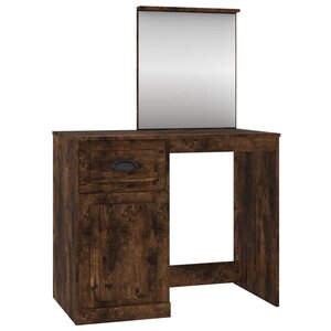 vidaXL Coiffeuse et miroir chêne fumé 90x50x132 5 cm bois d'ingénierie